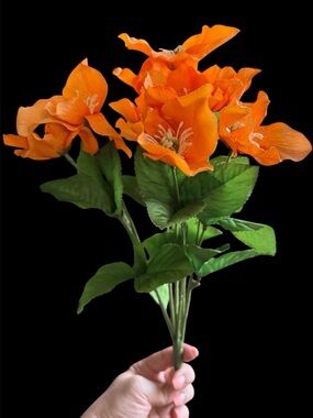 Ashland Orange Hellebore Day Lily Spray Artificial Flower Faux Floral Decor 14”